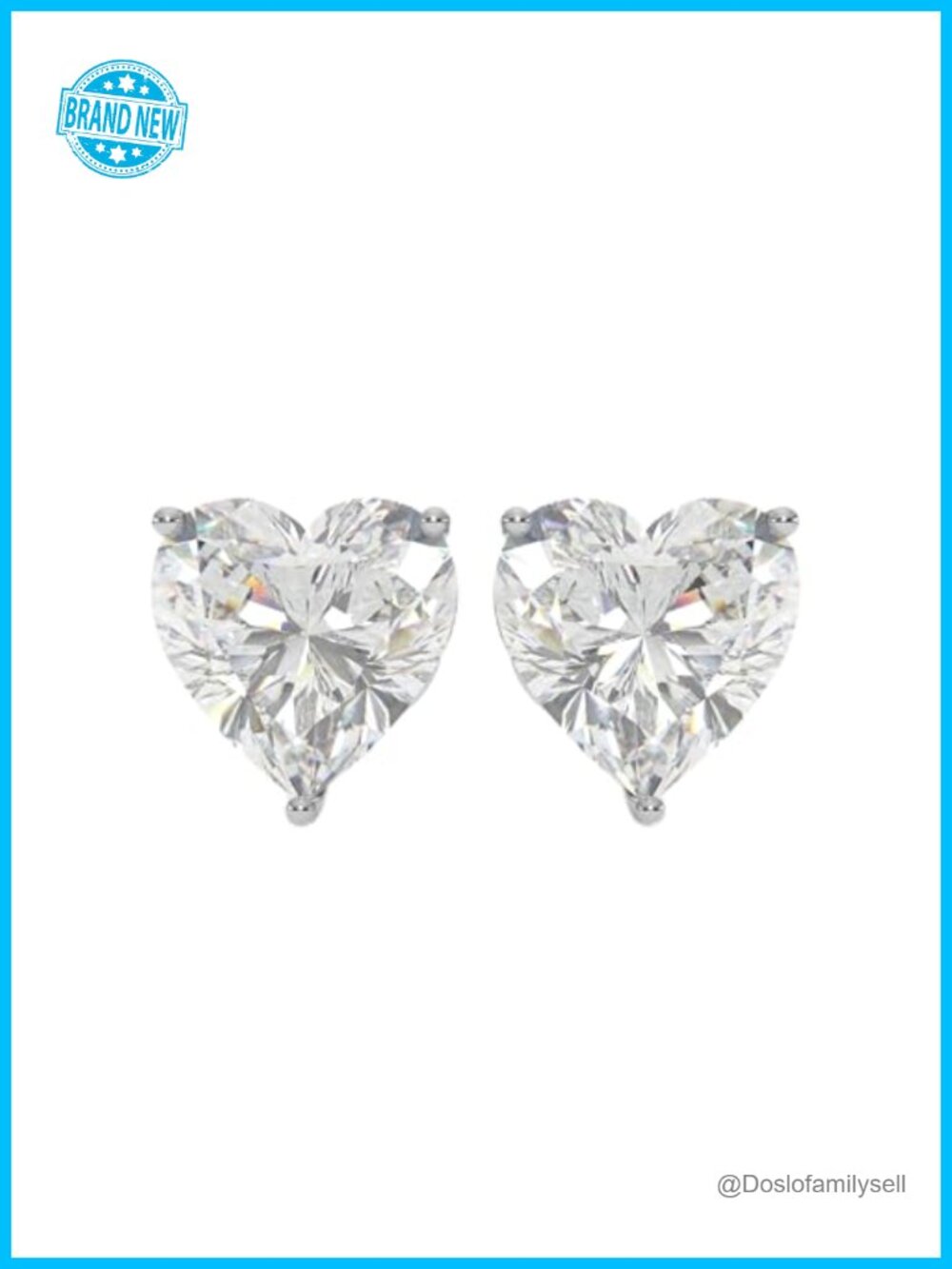 1 Ct Heart Lab Grown Diamond Stud Earrings 14K White Gold Screw Back